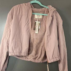 Pink crop zip up jacket